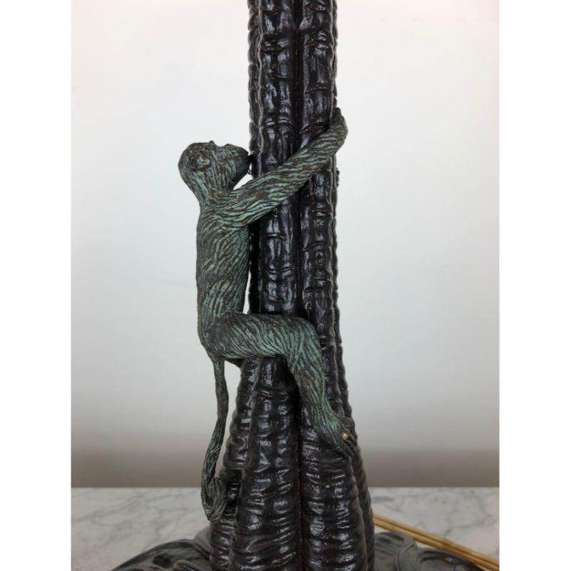 MAITLAND SMITH Monkeys Climbing Palm Tree Bronze Lamp 1
