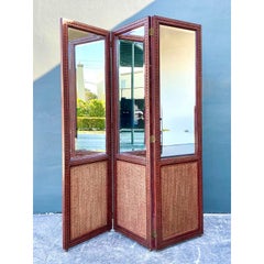 Vintage Maitland Smith Nailhead Leather Screen