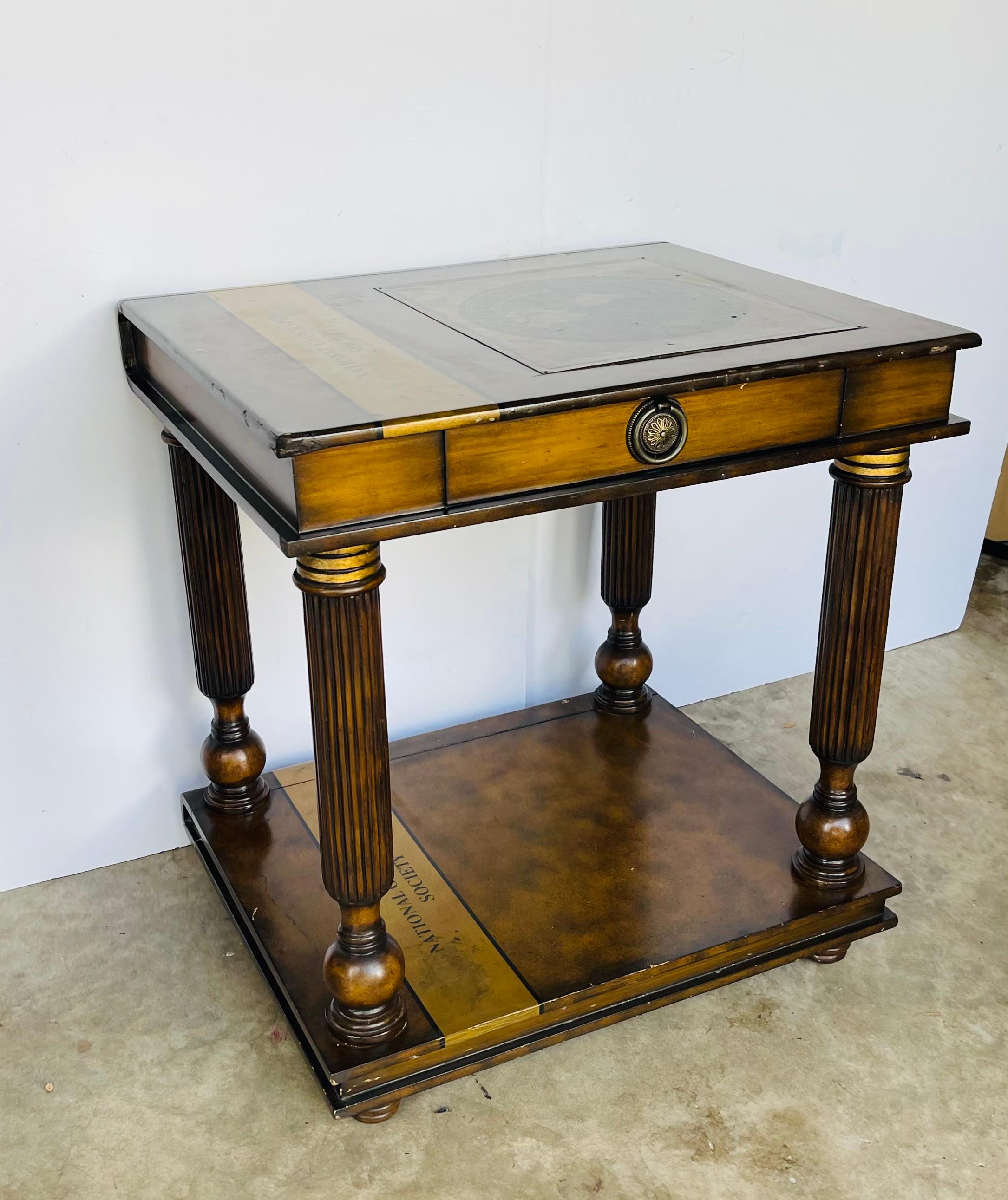 Wood Vintage Maitland Smith Nationall Geographic  Table For Sale