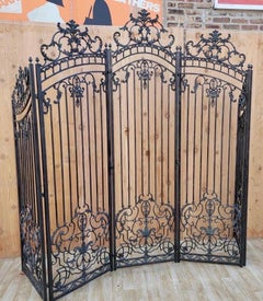 Vintage Maitland Smith Ornate 5 Panel Wrought Iron Garden Gate