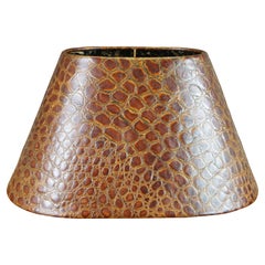Vintage Maitland Smith Oval Leather Faux Caiman Pattern Lamp Shade 20"