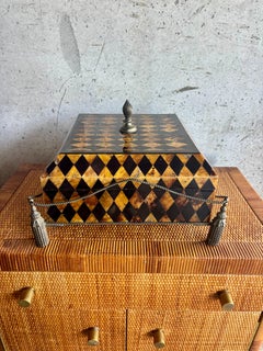 Vintage Maitland-Smith Penshell Decorative Box with Rope Tassel Base