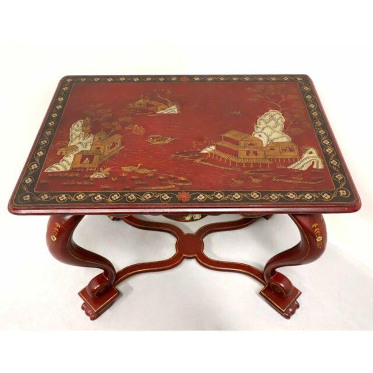Philippine MAITLAND SMITH Red Chinoiserie Accent Table For Sale