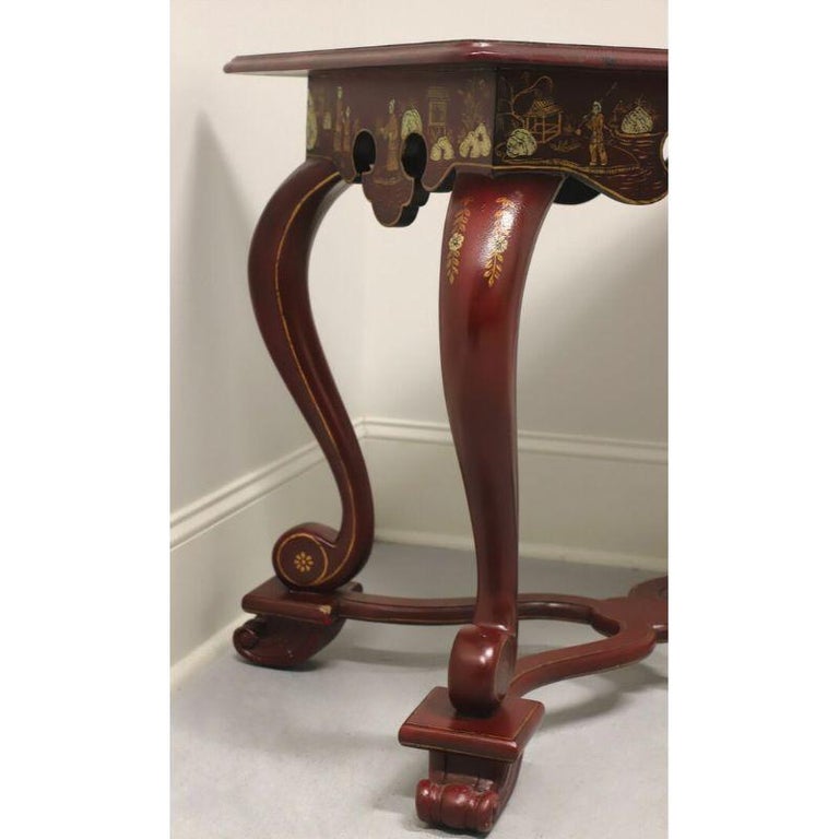 MAITLAND SMITH Red Chinoiserie Accent Table In Good Condition For Sale In Charlotte, NC