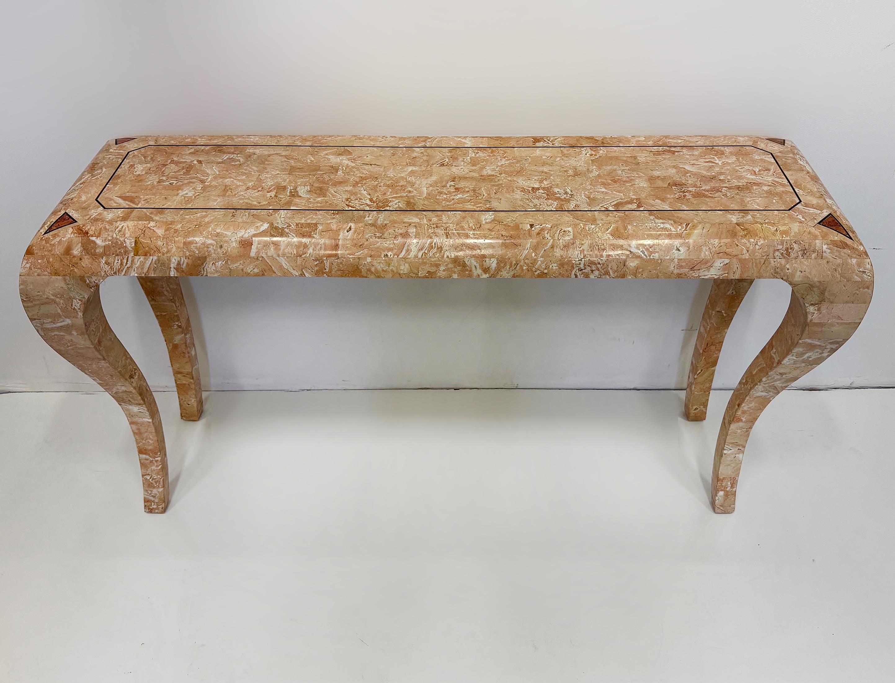 Console d'epoca in pietra tessellata di Maitland Smith, con gambe cabriolet In condizioni buone in vendita a Miami, FL