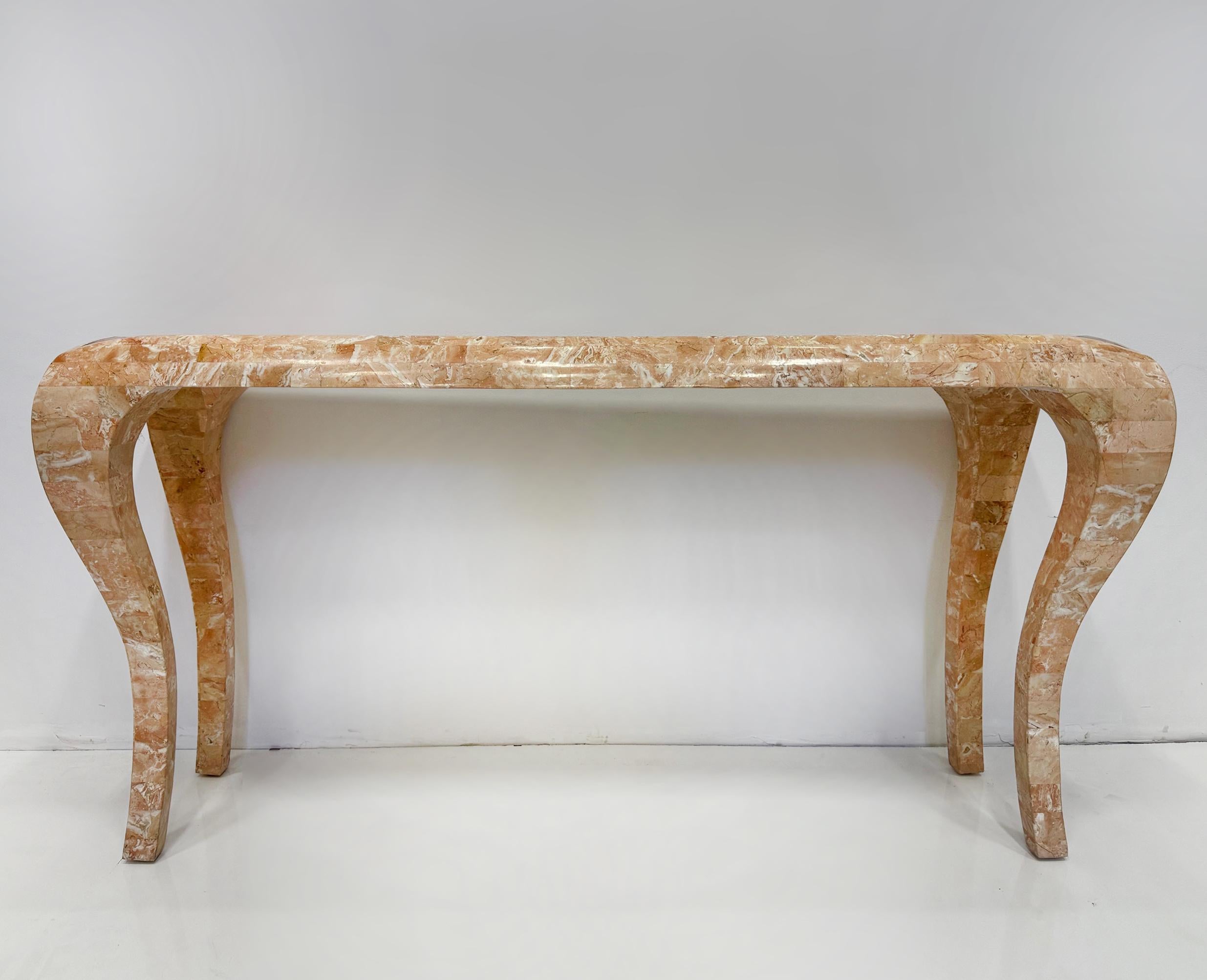 Pietra Console d'epoca in pietra tessellata di Maitland Smith, con gambe cabriolet in vendita