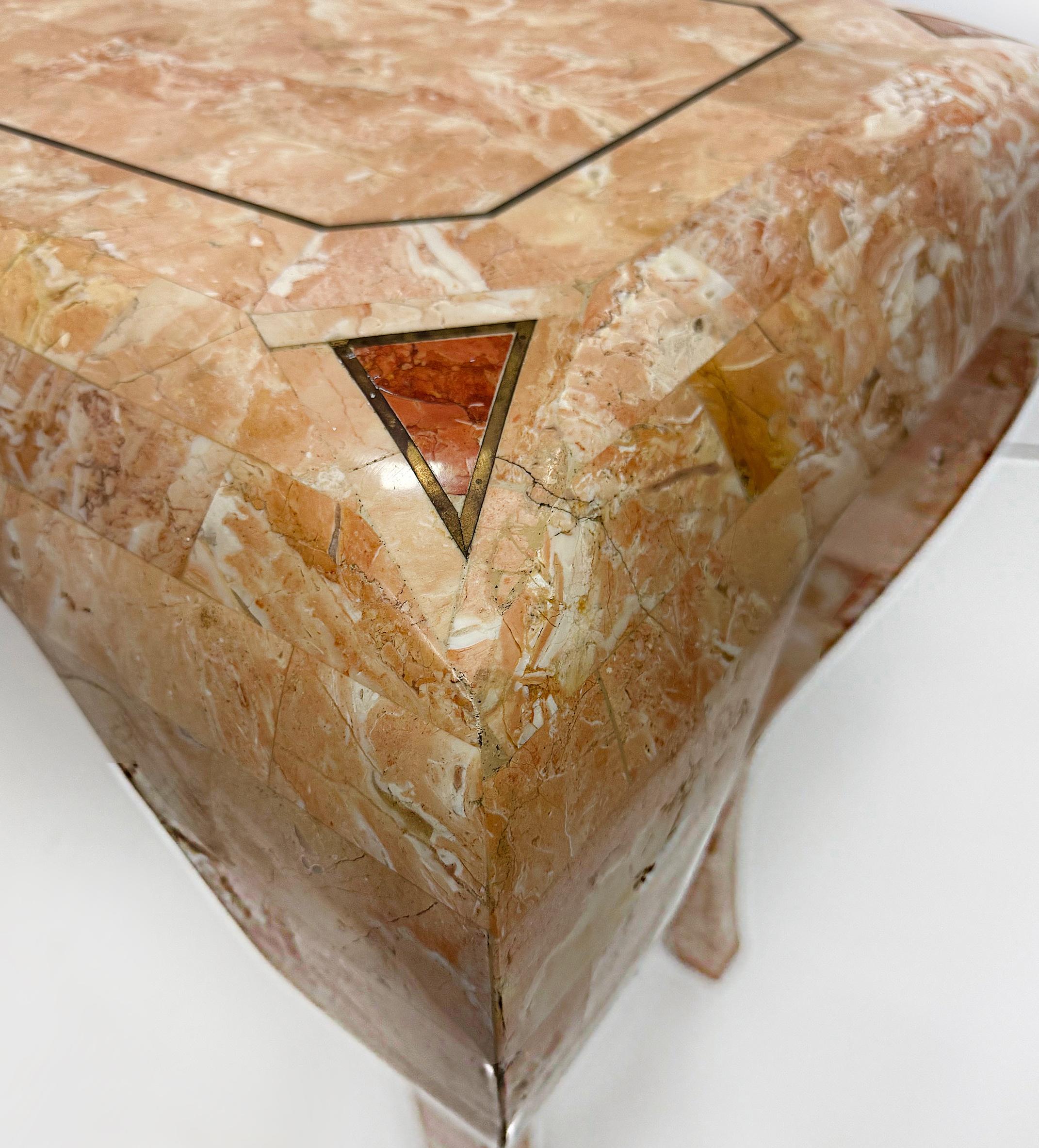 Console d'epoca in pietra tessellata di Maitland Smith, con gambe cabriolet in vendita 2