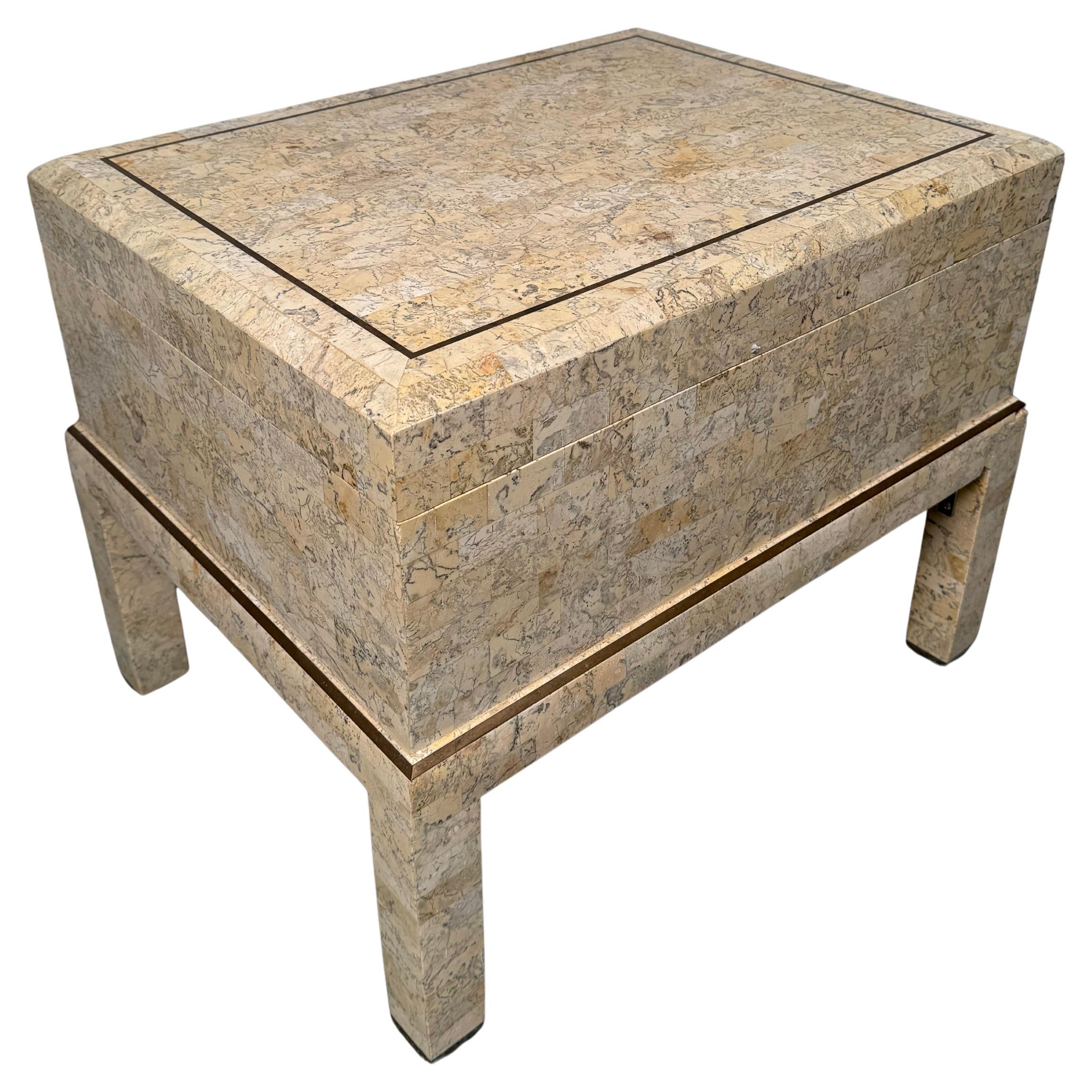 Caja de mármol teselado vintage Maitland Smith