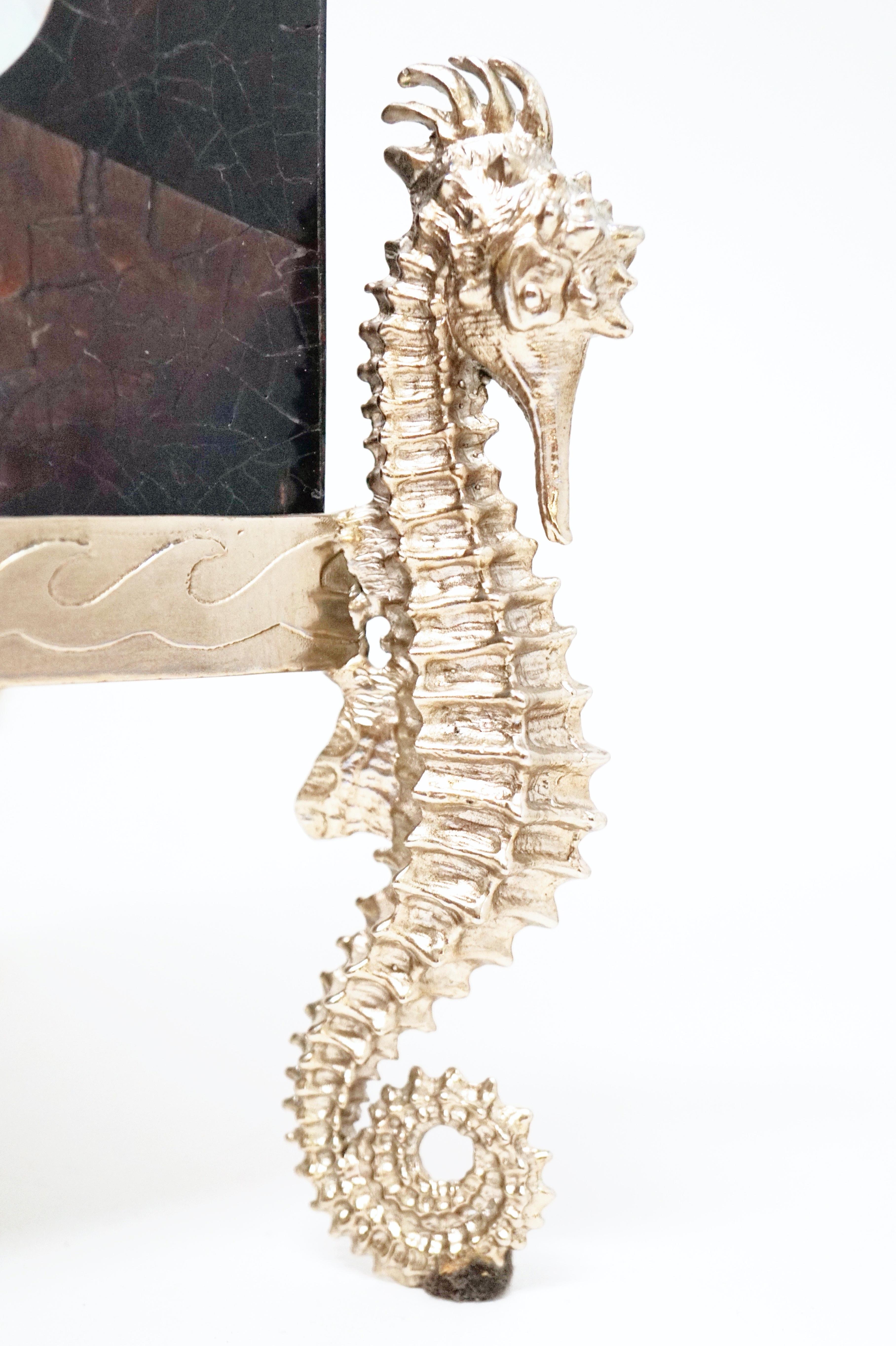 Maitland Smith Tessellated Shell Tissue Box with Seahorse Figural Accents 4