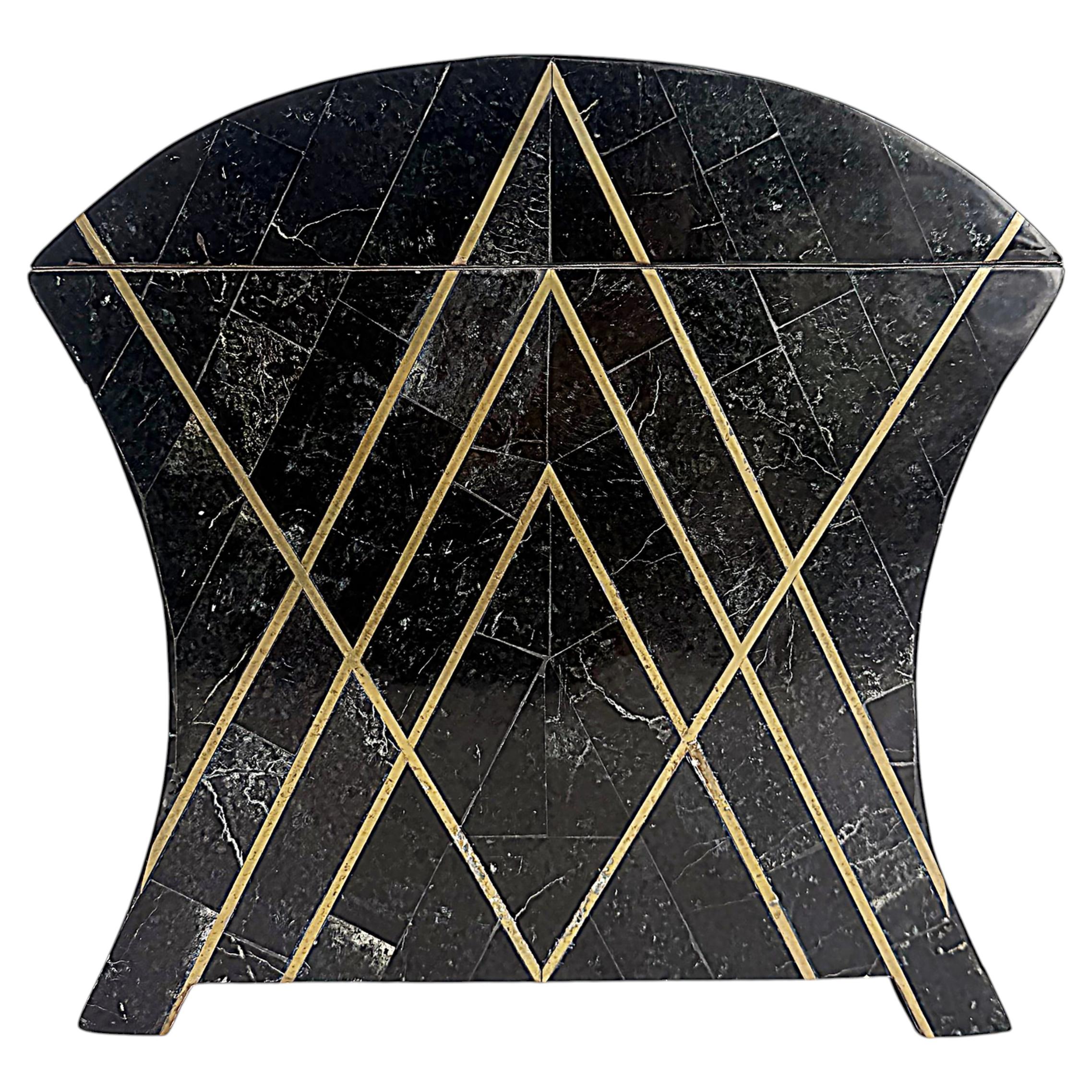 Vintage Maitland-Smith Tessellated Stone and Brass Table Box