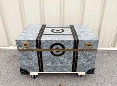 Vintage Maitland-Smith Tessellated Stone Marble With Brass Inlay Trunk