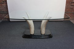 Vintage Maitland Smith Tessellated Travertine Faux-Elephant Tusk Dining Table