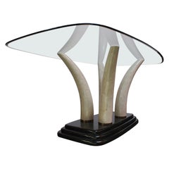 Vintage Maitland Smith Tessellated Travertine Faux-Elephant Tusk Dining Table
