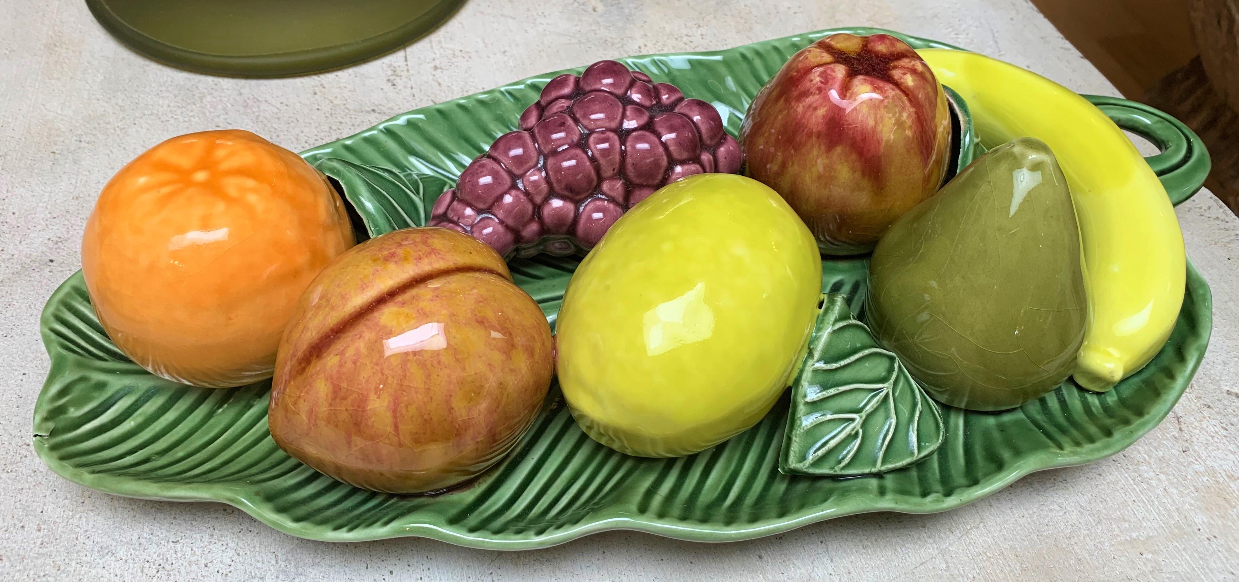 Portuguese Vintage Majolica Art Plate For Sale