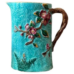 Antique Majolica Dogwood Pitcher