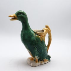 Vintage Majolica Duck Pitcher, C. 1960