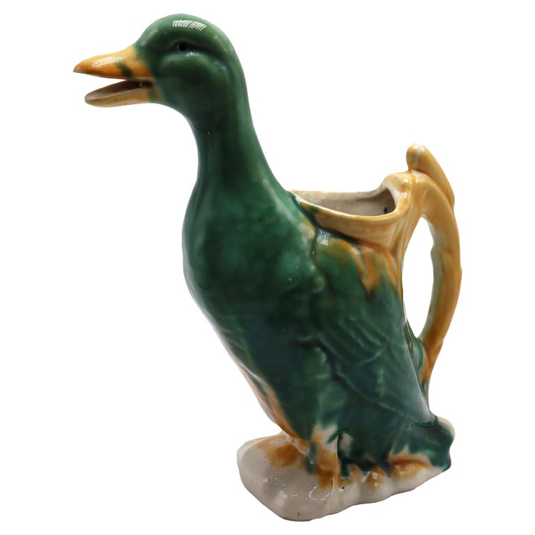 Vintage Majolica Duck Pitcher, C. 1960 For Sale at 1stDibs
