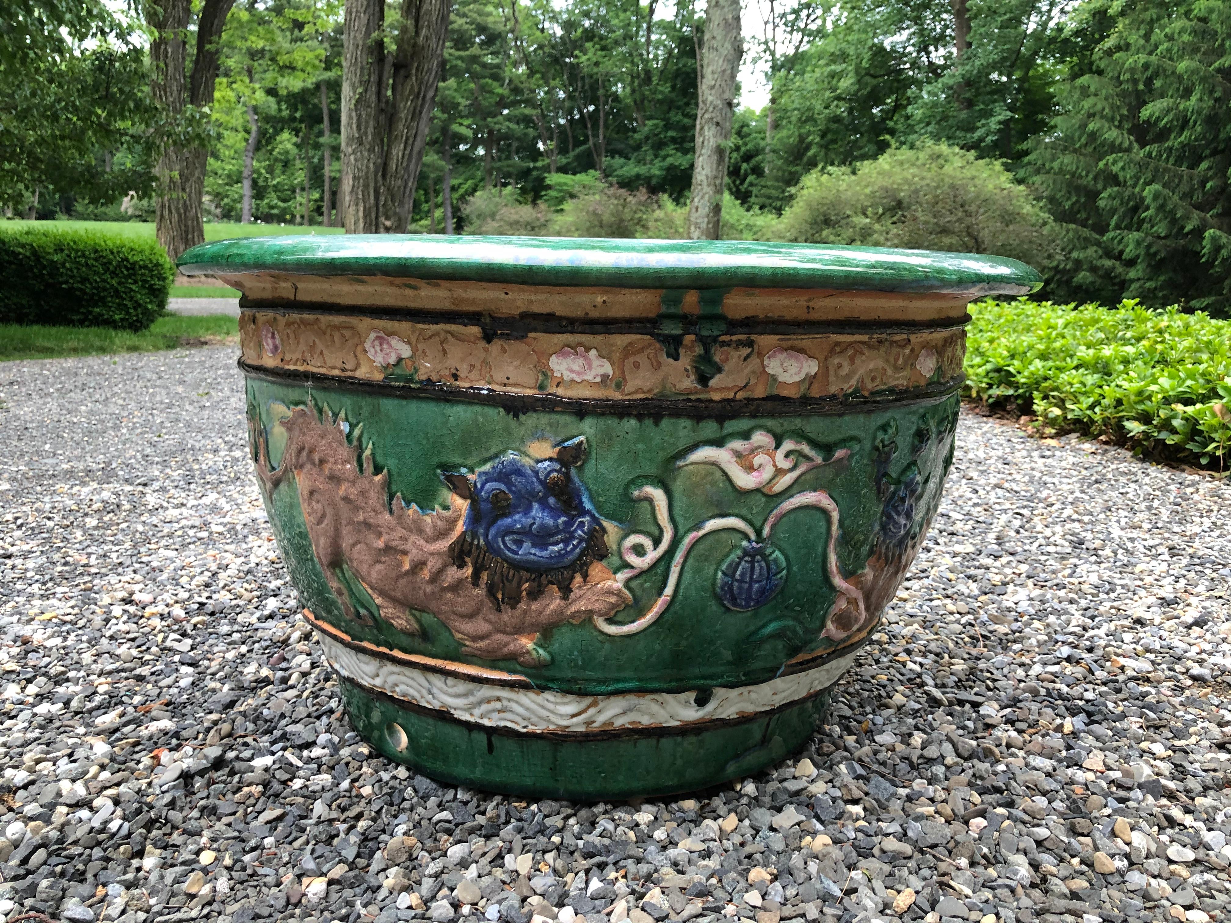 Vintage Majolika Jardinière Übertopf (Keramik) im Angebot