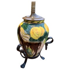 Vintage Majolica Table Lamp