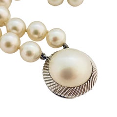 Vintage MAJORICA silver pearl double strand designer bracelet