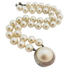Vintage MAJORICA silver pearl double strand designer bracelet