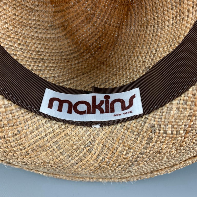 Vintage MAKINS Tan Straw Fedora Hat For Sale at 1stDibs