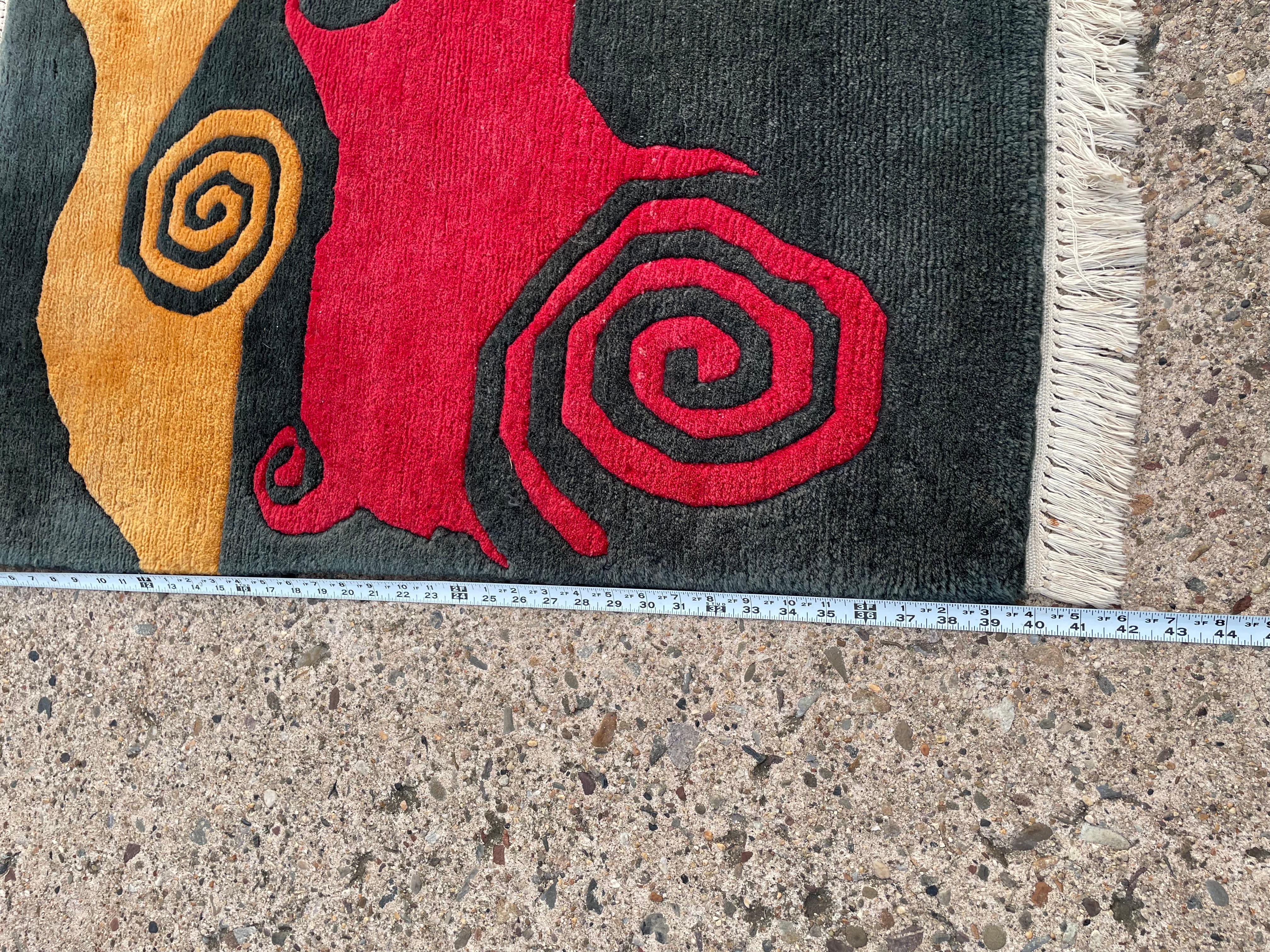Post-Modern Vintage Makis Warlamis Wool Woven Art Carpet Wall Rug For Sale