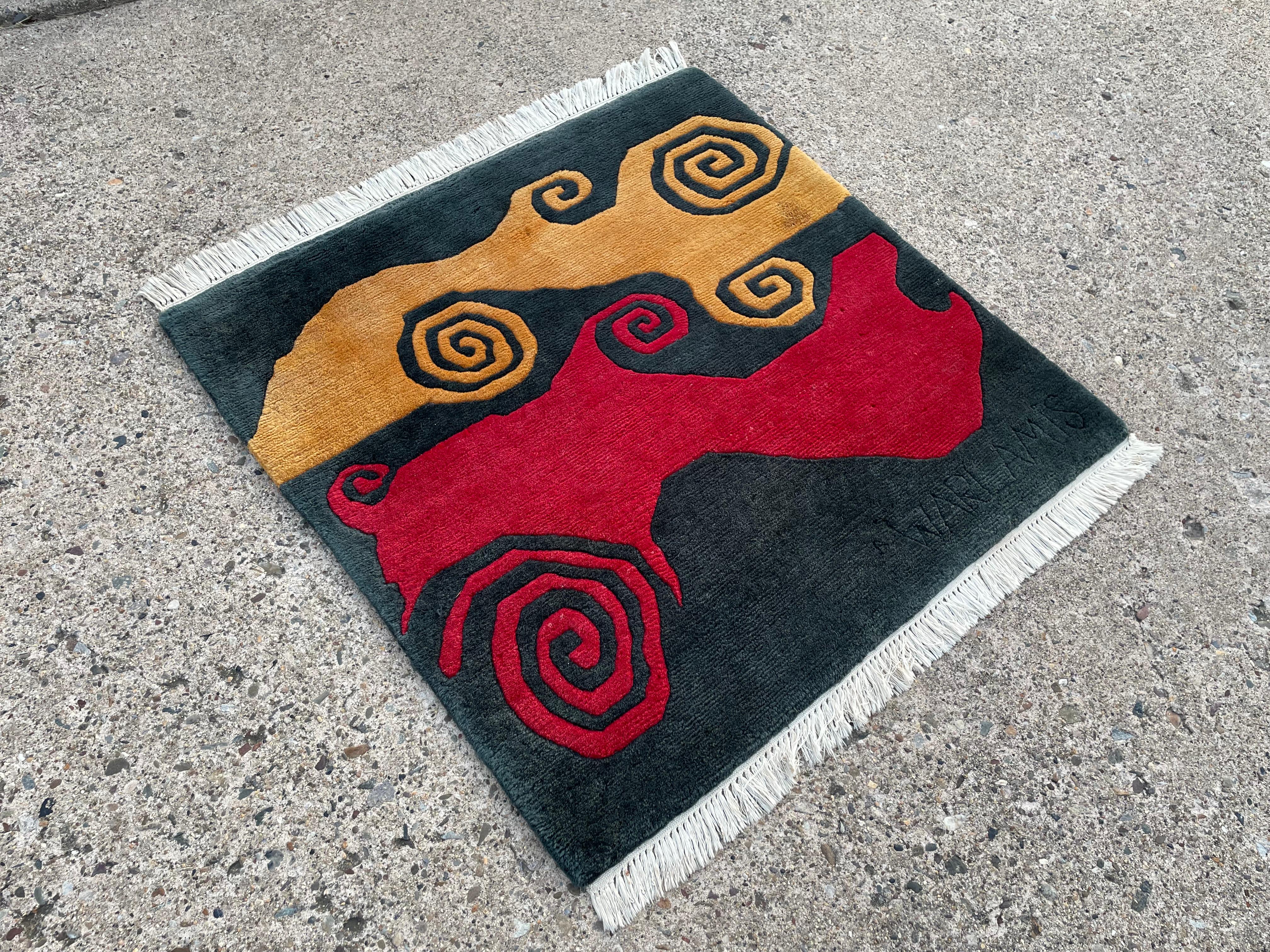 Vintage Makis Warlamis Wool Woven Art Carpet Wall Rug In Good Condition For Sale In Bensalem, PA