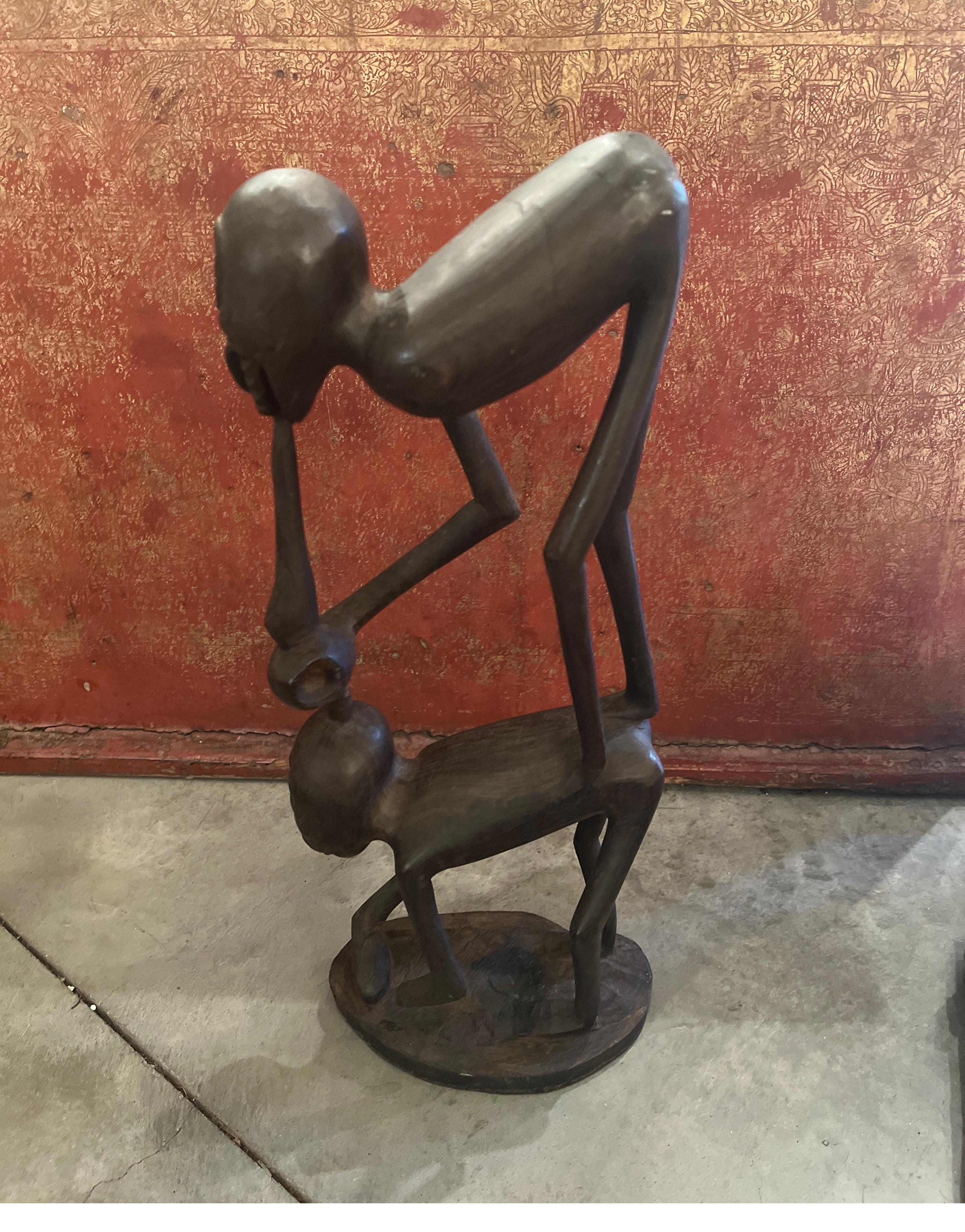 Vintage Makonde Blackwood Sculpture From Tanzania In Good Condition For Sale In New York, NY