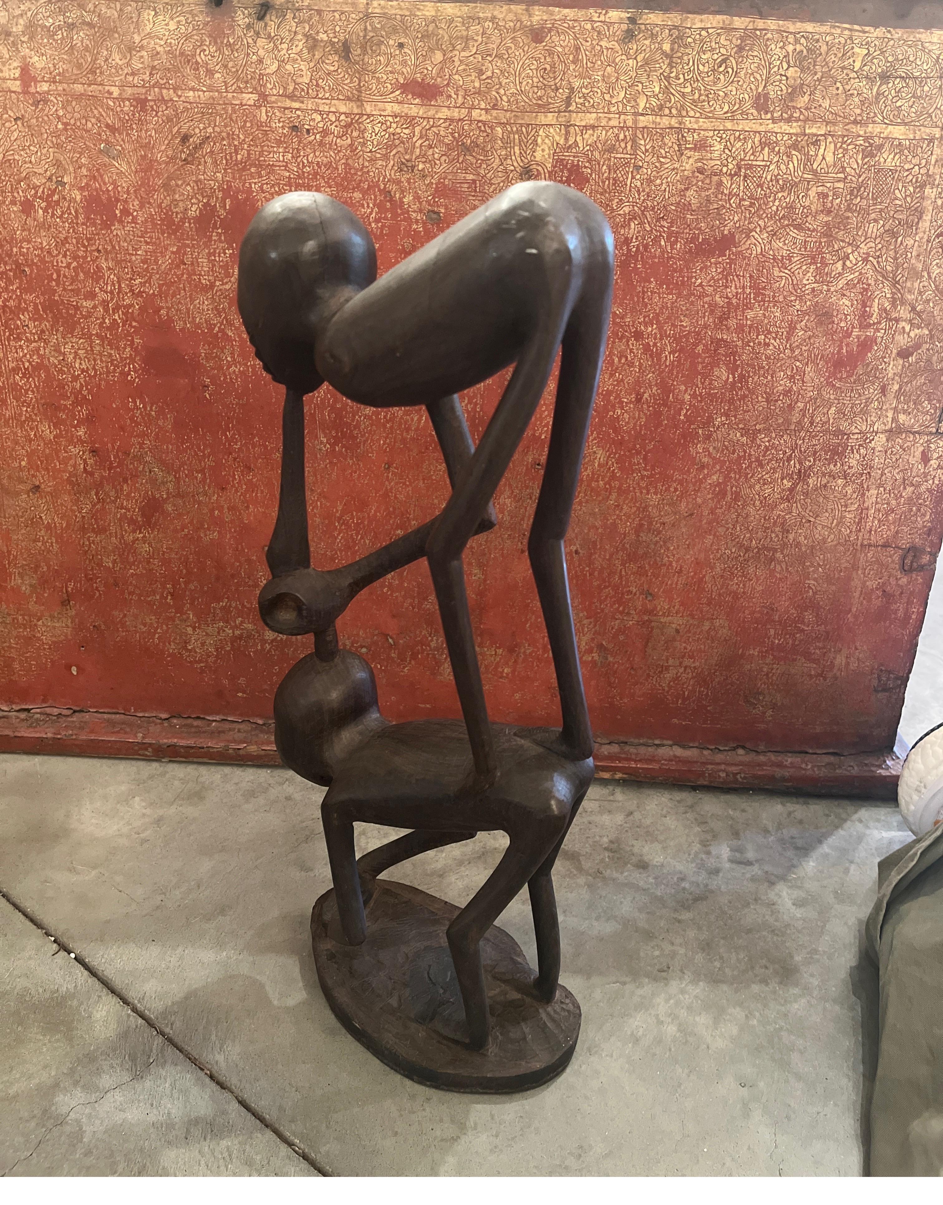 20th Century Vintage Makonde Blackwood Sculpture From Tanzania For Sale