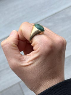 Vintage Malachite and 9 Carat Gold Signet Ring