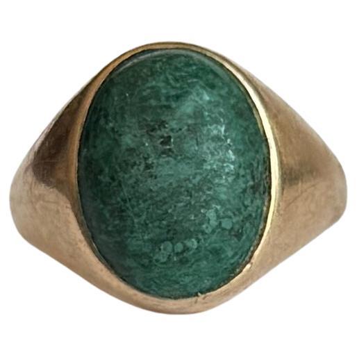 Vintage Malachite and 9 Carat Gold Signet Ring