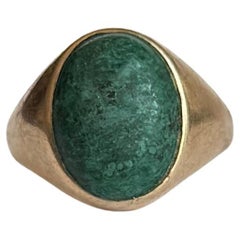 Siegelring aus Malachit und 9 Karat Gold mit Malachit