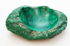 Vintage Malachite Ashtray Vide Poche Trinket Dish with Green Swirl Details 1960s