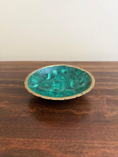 Vintage Malachite Brass Rimmed Bowl