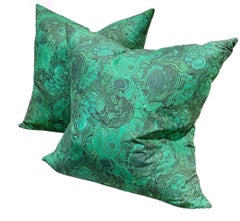 Vintage Malachite Green Down Filled Pillows