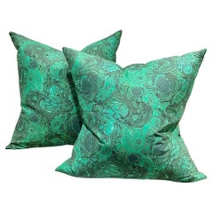 Vintage Malachite Green Down Filled Pillows