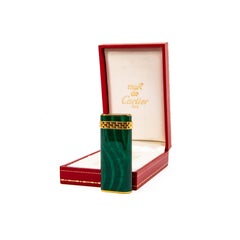 Vintage Malachite Lacquered Cartier Les Must Mini Lighter in Box 1990s