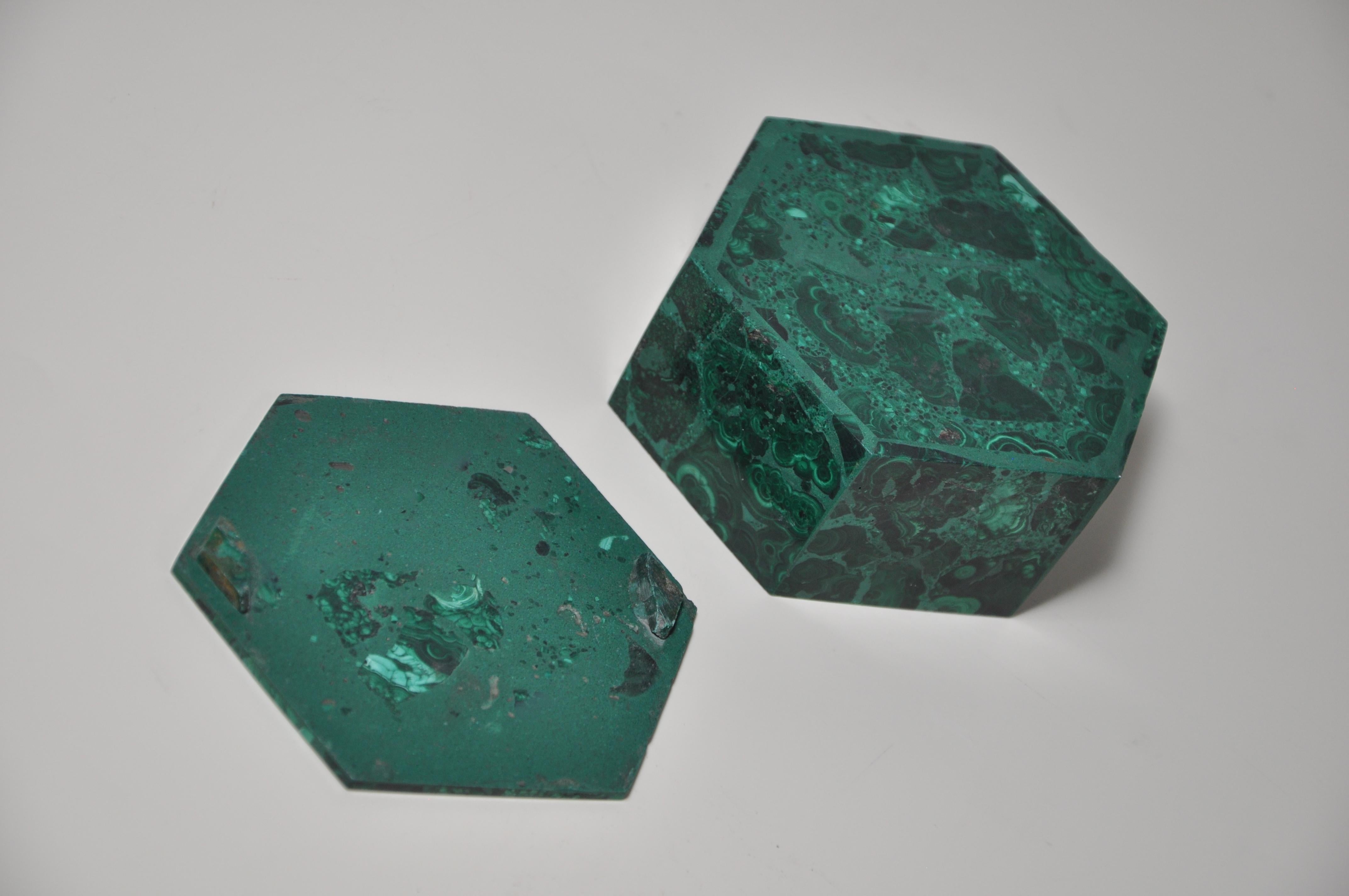 Unknown Vintage Malachite Natural Gemstone Green Jewelry Box