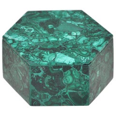 Vintage Malachite Natural Gem Stone Green Jewelry Box