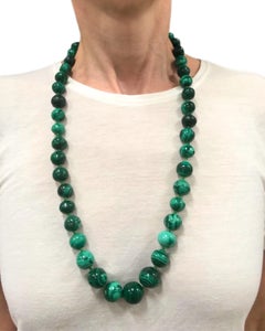Vintage Malachite Necklace 14k Gold Clasp