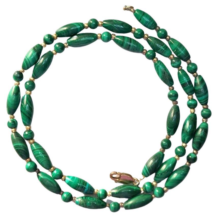 Vintage Malachite Necklace For Sale