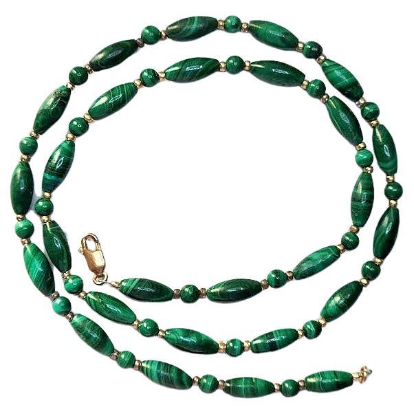 Vintage Malachite Necklace For Sale