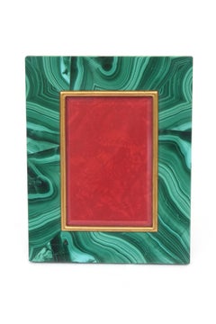Vintage Malachite Picture Frame With Brass Mid Century Modern Desk Accessory