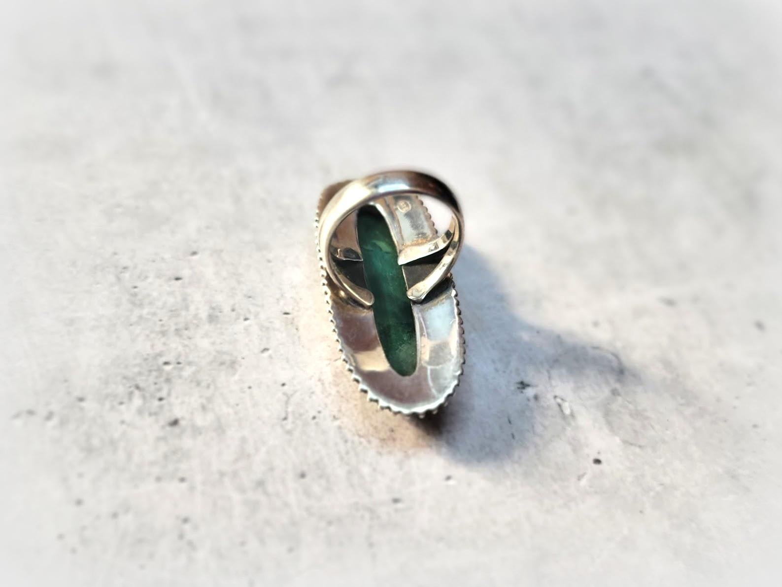 Vintage Malachite Sterling Silver Ring For Sale 2