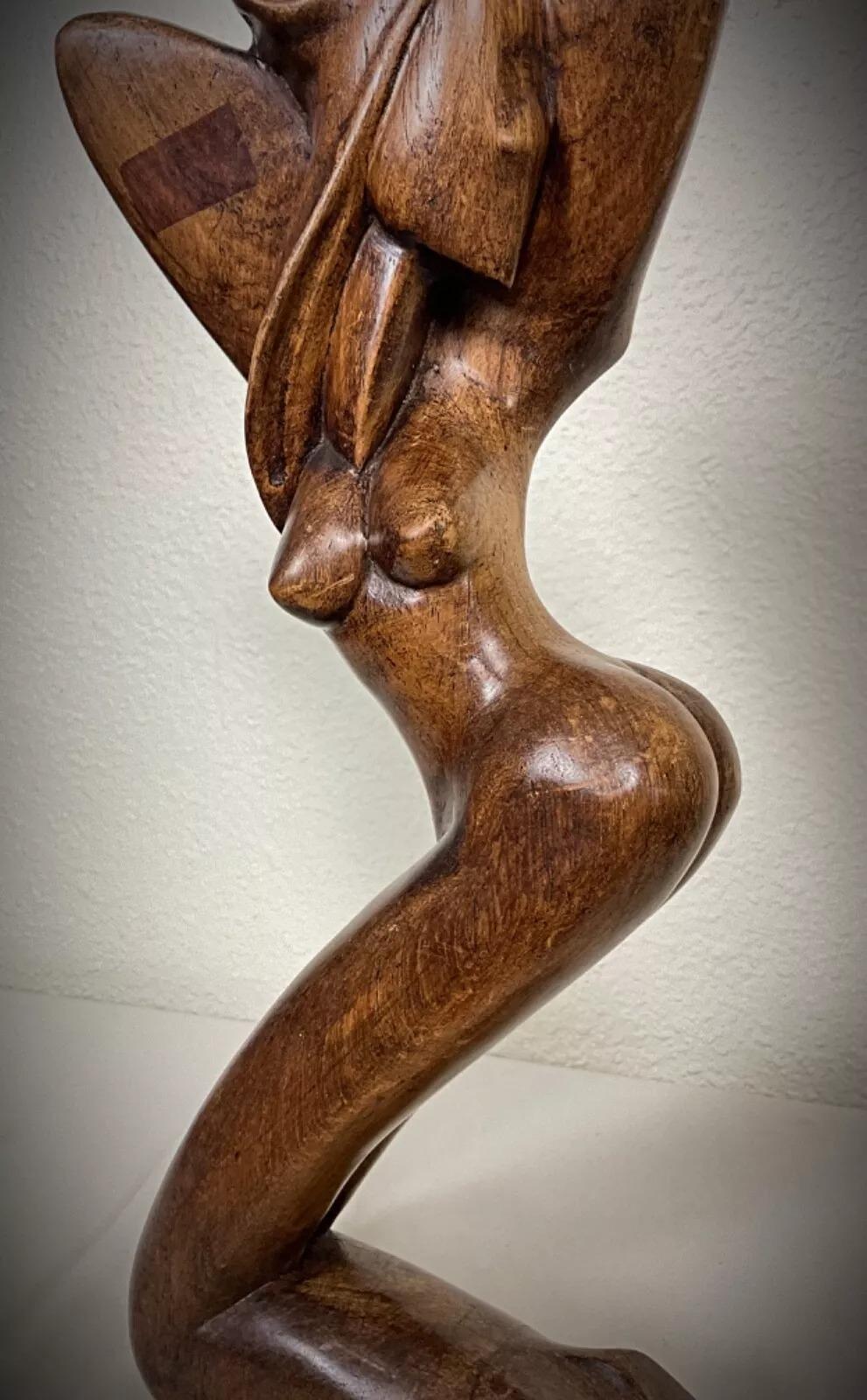 Scultura astratta malgascia d'epoca in palissandro firmata Bera - 1950 - 2Y410 In condizioni buone in vendita a Bordeaux, FR