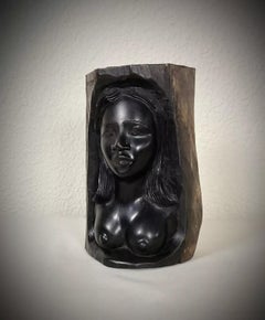 Vintage Malagasy Ebony Wood Nude Woman Sculpture, Handcrafted, 1950s - 2Y412