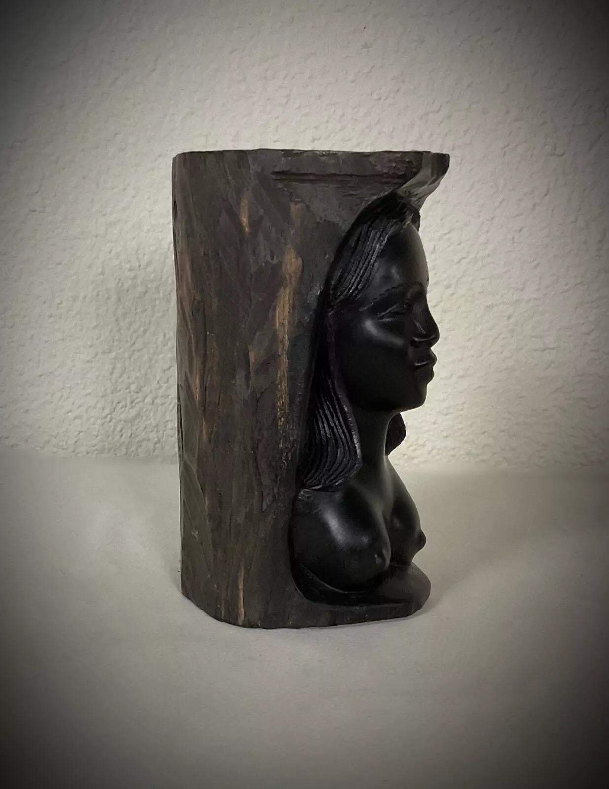 Mid-20th Century Vintage Malagasy Ebony Wood Nude Woman Sculpture, Handcrafted, 1950s - 2Y412