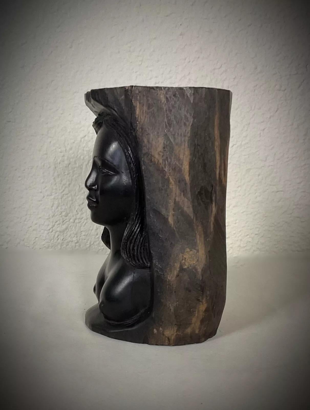 Vintage Malagasy Ebony Wood Nude Woman Sculpture, Handcrafted, 1950s - 2Y412 1