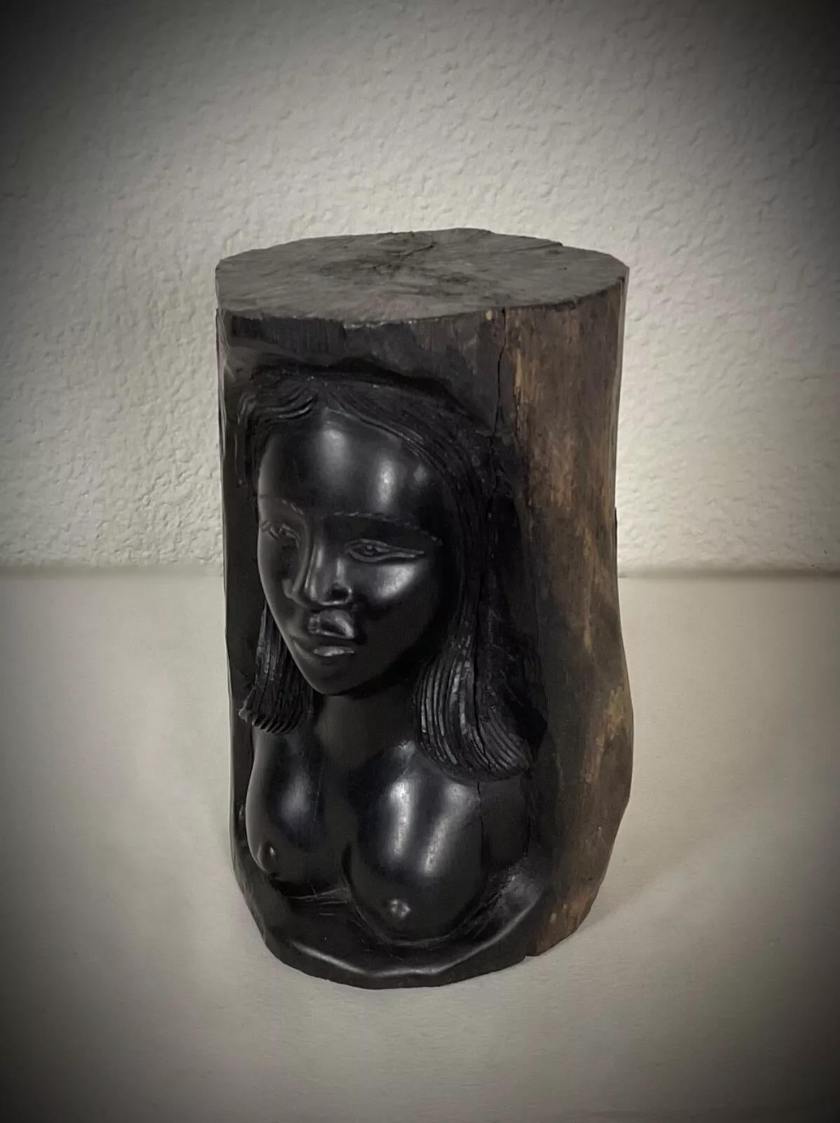 Vintage Malagasy Ebony Wood Nude Woman Sculpture, Handcrafted, 1950s - 2Y412 2